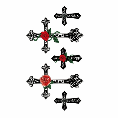 タトゥーシール 薔薇十字架(タトゥー・刺青シール)
