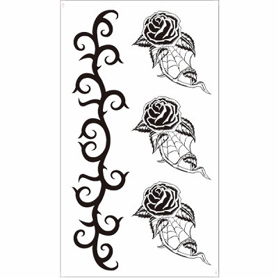 タトゥーシール 腕輪・黒バラ(タトゥー・刺青シール)