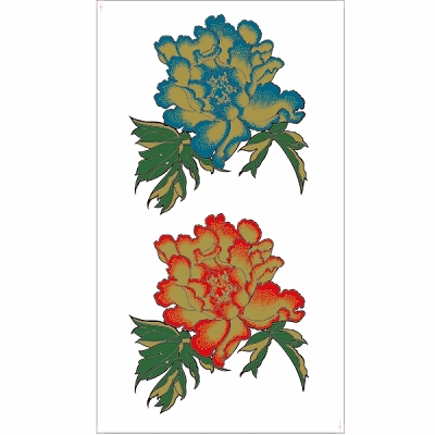 タトゥーシール 黄金牡丹(タトゥー・刺青シール)