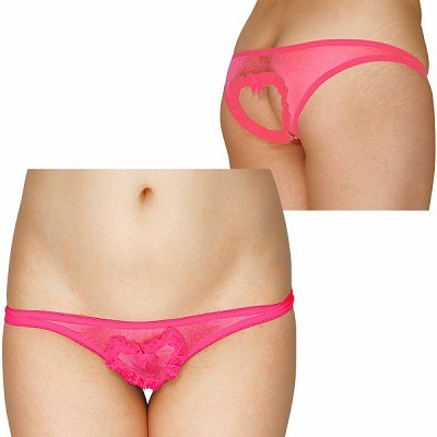 ハートポケット付きOバックシースルーショーツ ローズ(ローター)