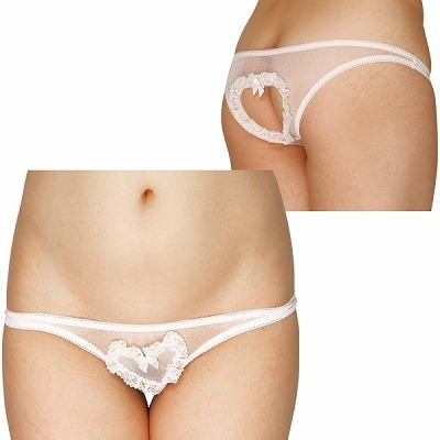 ハートポケット付きOバックシースルーショーツ ホワイト(ローター)