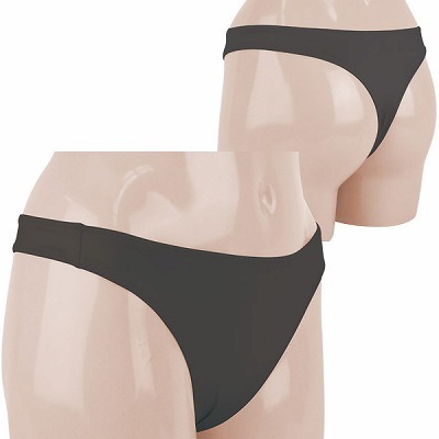 ユニセックス ウェット生地ストレッチTバック ブラック(ランジェリー)