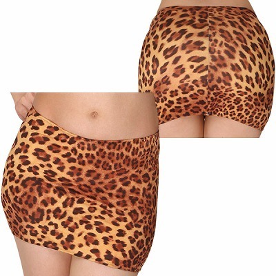 レオパード光沢プリントストレッチタイトスカート 丈28センチ(コスチューム)