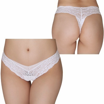 透け感の美しい総レースローライズTバック ホワイト(ランジェリー)