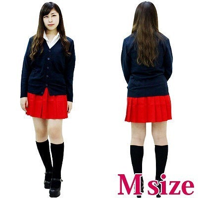 無地プリーツスカート 赤 M(コスチューム)