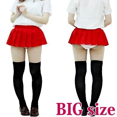 超ミニ無地プリーツスカート単品 赤 BIG(コスチューム)